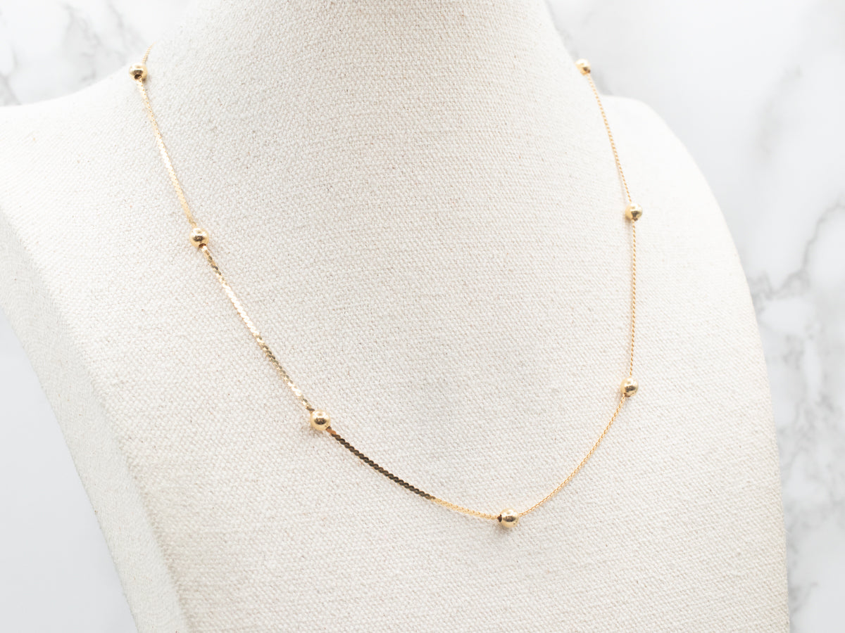 Beaded Italian Gold Serpentine Station Chain