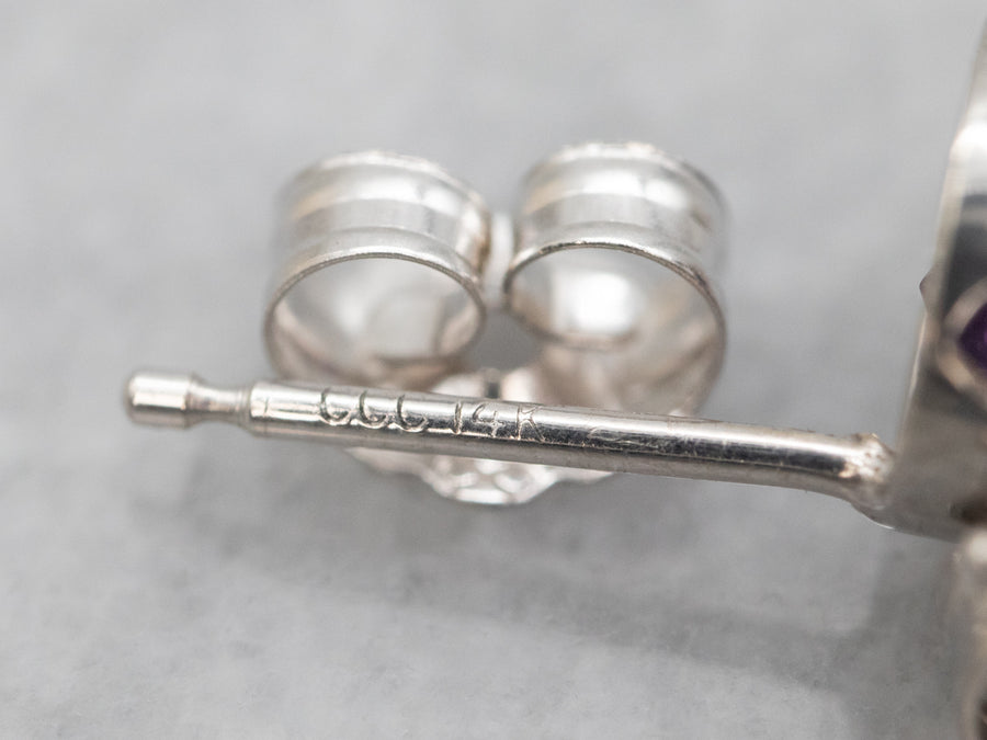 White Gold Bezel-Set Amethyst Stud Earrings