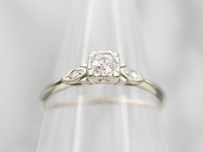 Vintage Diamond Engagement Ring with Diamond Accents