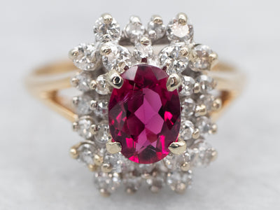 Stunning Pink Tourmaline Diamond Halo Ring