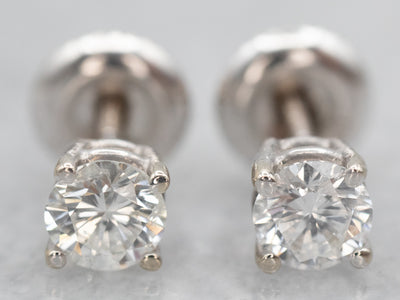 White Gold Diamond Screw Back Stud Earrings