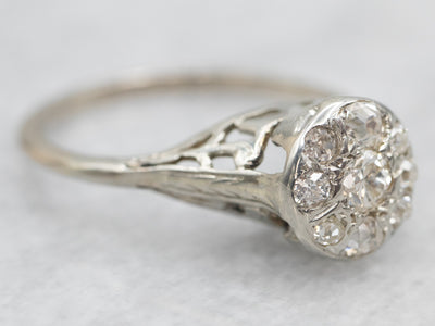 Art Deco Old Mine Cut Diamond Halo Engagement Ring