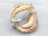 Two Tone Diamond Encrusted Feather Brooch