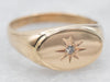 Yellow Gold East West Signet Ring with Diamond Accent