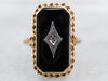 Two Tone Black Onyx and Diamond Ring