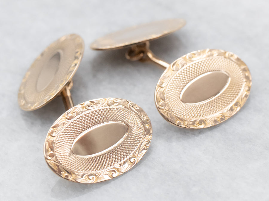 Yellow Gold Etched Cufflinks