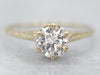 Antique Green Gold Diamond Solitaire Engagement Ring