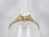 Antique Green Gold Diamond Solitaire Engagement Ring