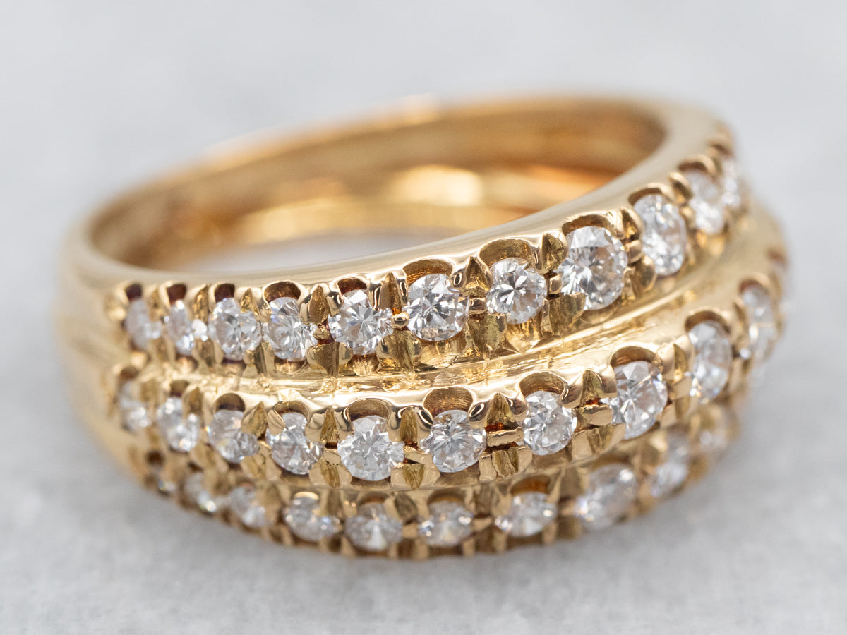 Sparkling Triple Row Diamond Cocktail Band