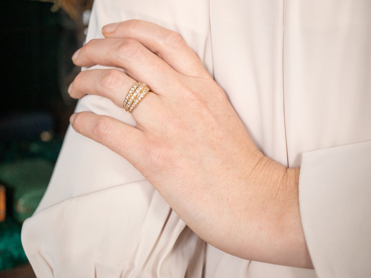 Sparkling Triple Row Diamond Cocktail Band