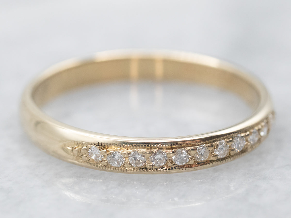 Yellow Gold Pave Set Diamond Wedding Band