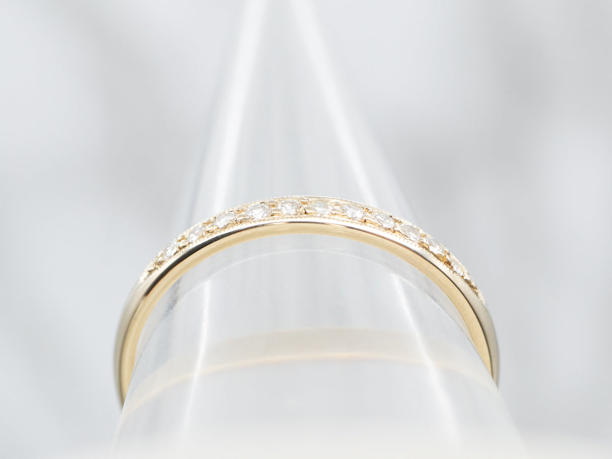 Yellow Gold Pave Set Diamond Wedding Band