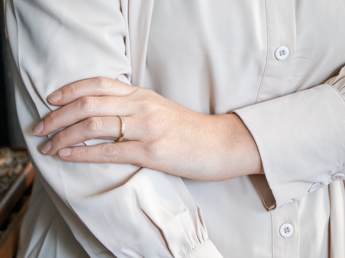 Yellow Gold Pave Set Diamond Wedding Band