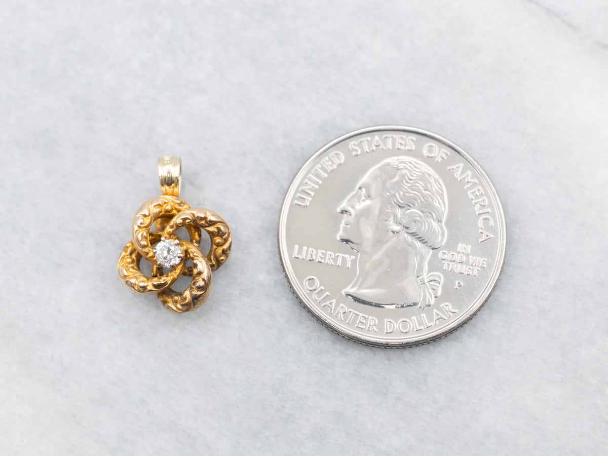 Antique Lover's Knot Pendant with Old Mine Cut Diamond