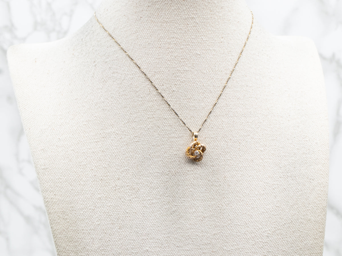 Antique Lover's Knot Pendant with Old Mine Cut Diamond