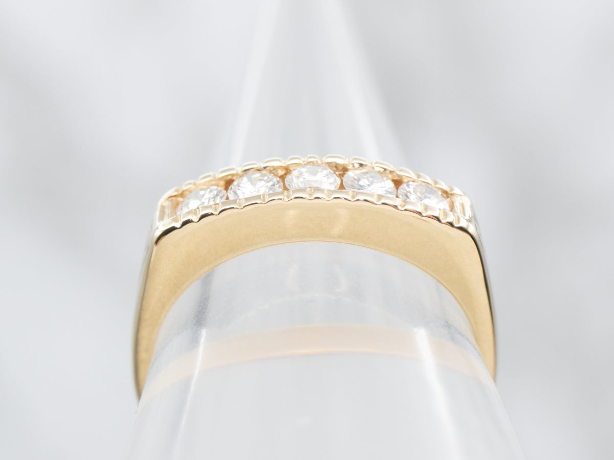 Yellow Gold Square Channel Set Diamond Wedding Band