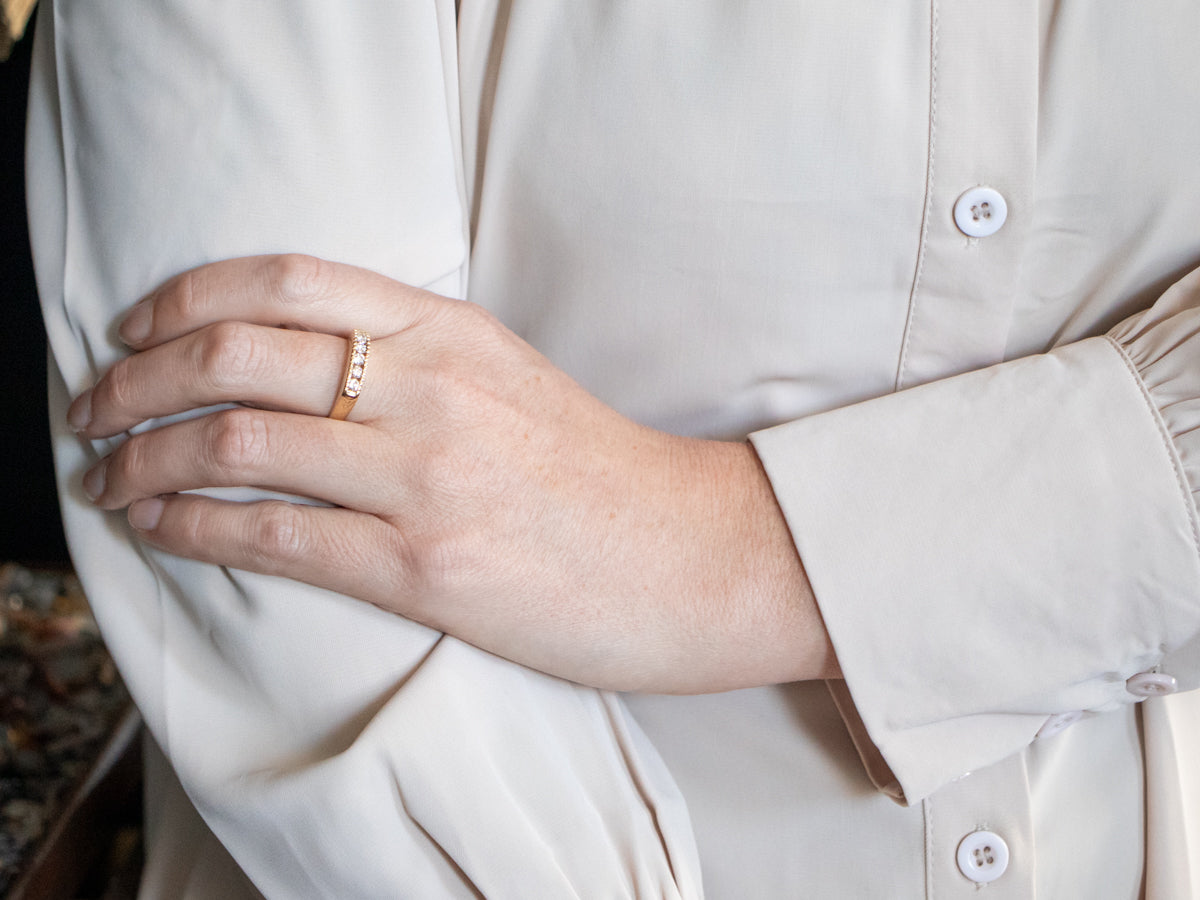 Yellow Gold Square Channel Set Diamond Wedding Band