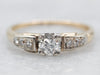 Vintage European Cut Diamond Engagement Ring with Diamond Accents
