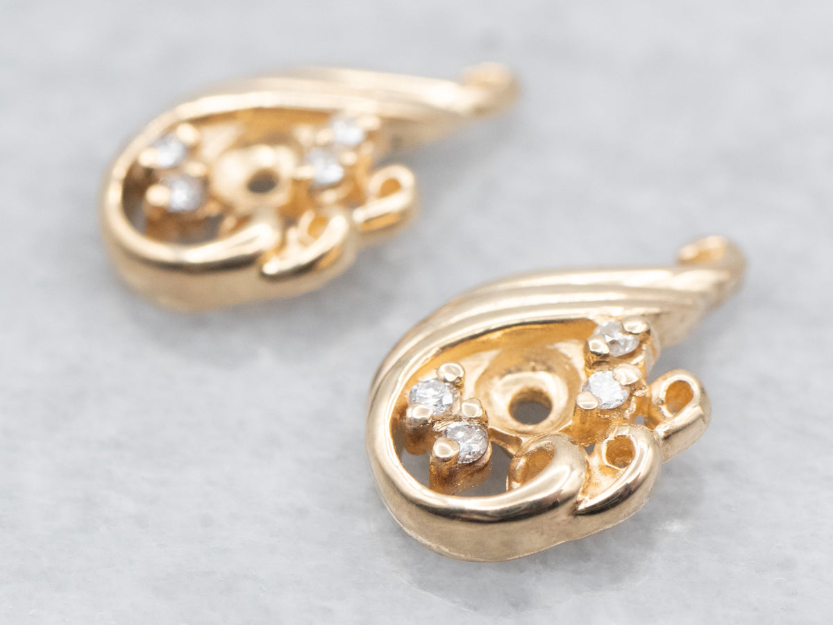 Vintage Yellow Gold Diamond Earring Jackets