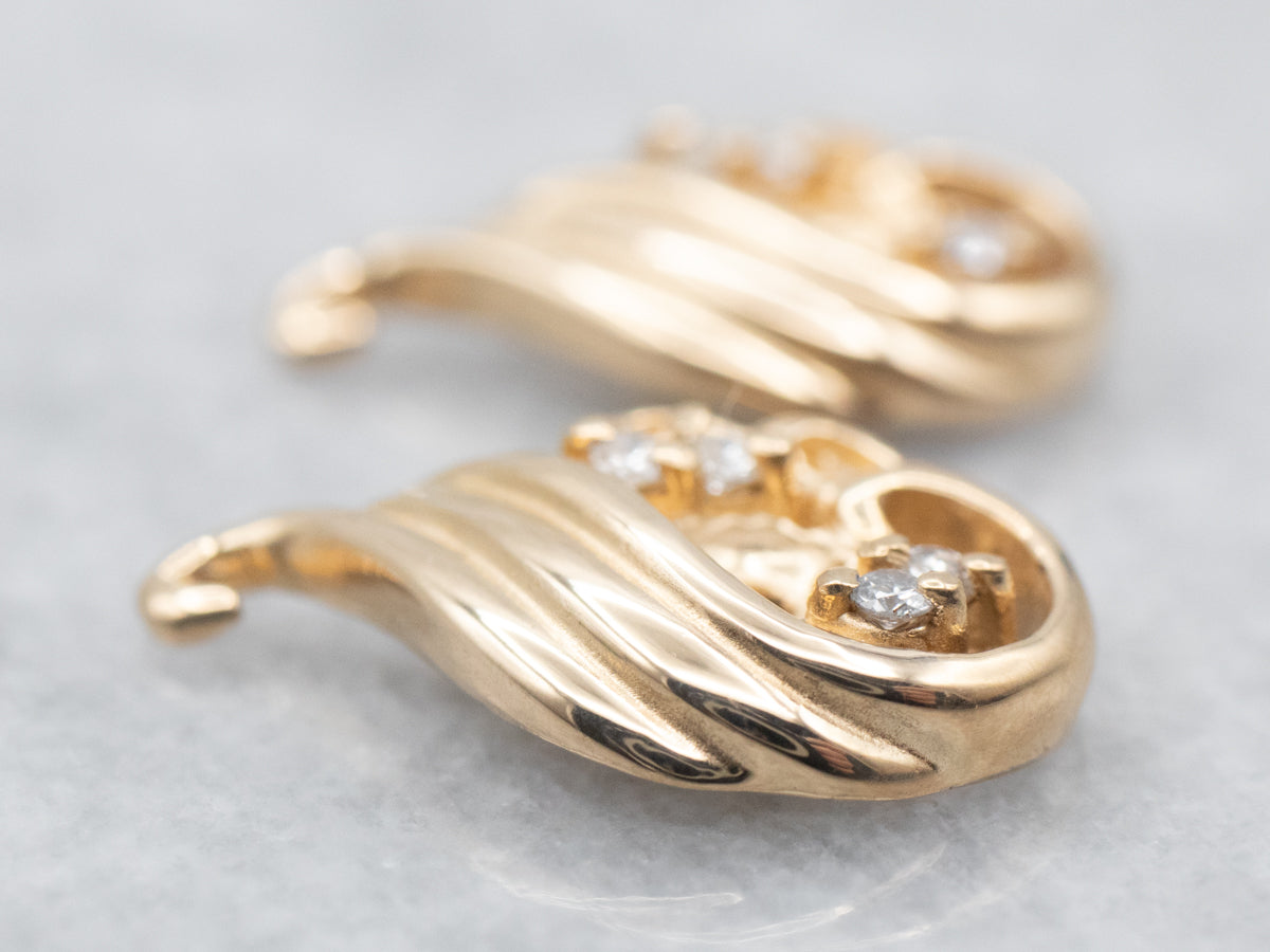 Vintage Yellow Gold Diamond Earring Jackets