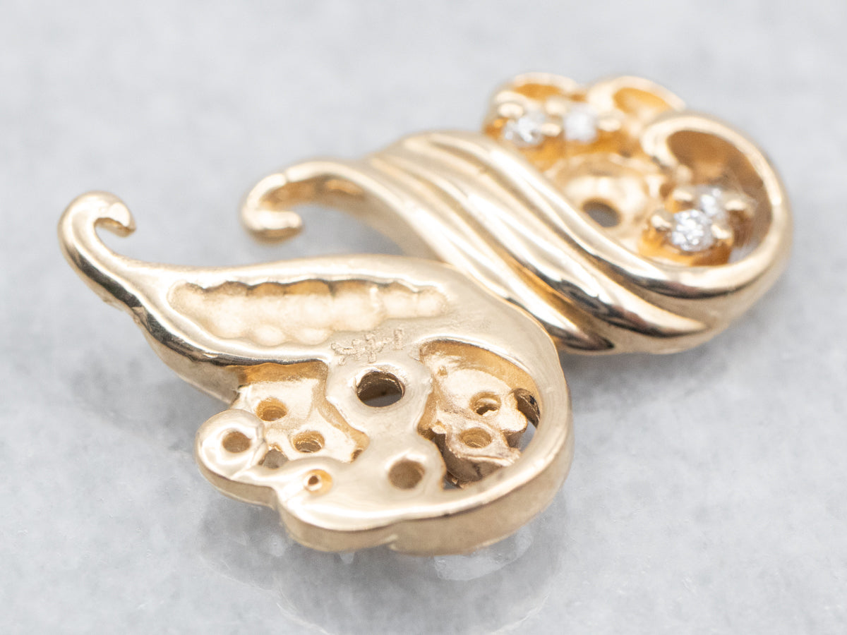 Vintage Yellow Gold Diamond Earring Jackets