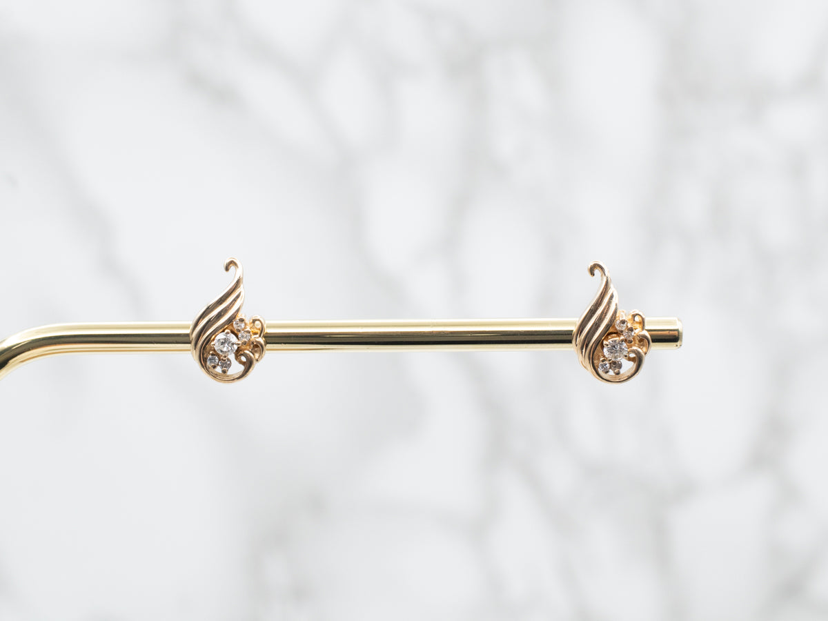 Vintage Yellow Gold Diamond Earring Jackets