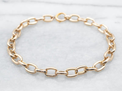 Yellow Gold Chunky Cable Link Bracelet with Spring Ring Clasp