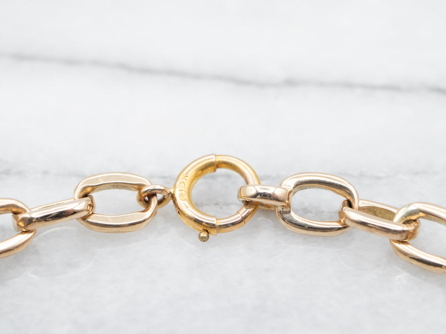 Yellow Gold Chunky Cable Link Bracelet with Spring Ring Clasp