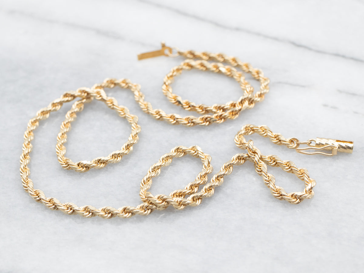 Yellow Gold Rope Twist Chain with Barrel Clasp