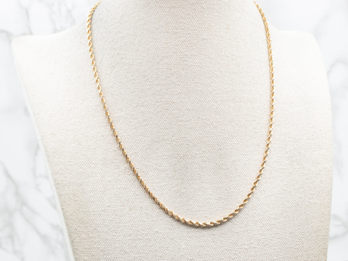 Yellow Gold Rope Twist Chain with Barrel Clasp
