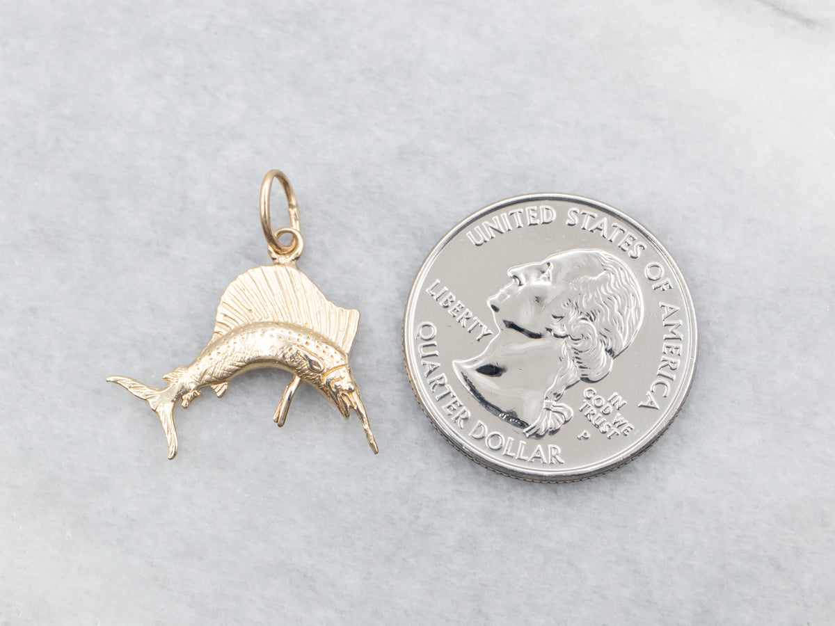 Yellow Gold Swordfish Charm