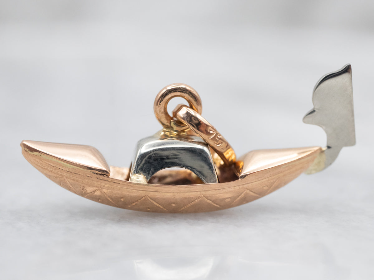 Two Tone 18-Karat Gold Gondola Charm Pendant