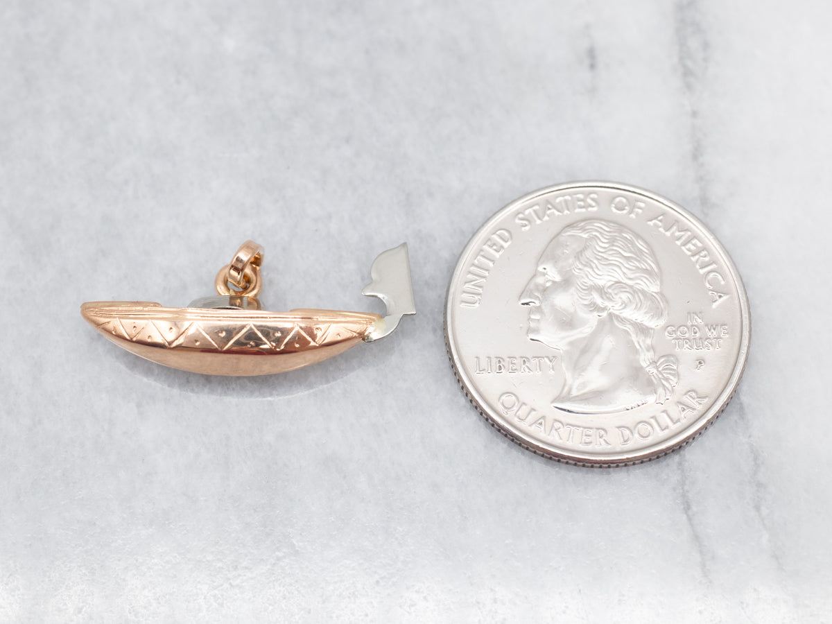 Two Tone 18-Karat Gold Gondola Charm Pendant