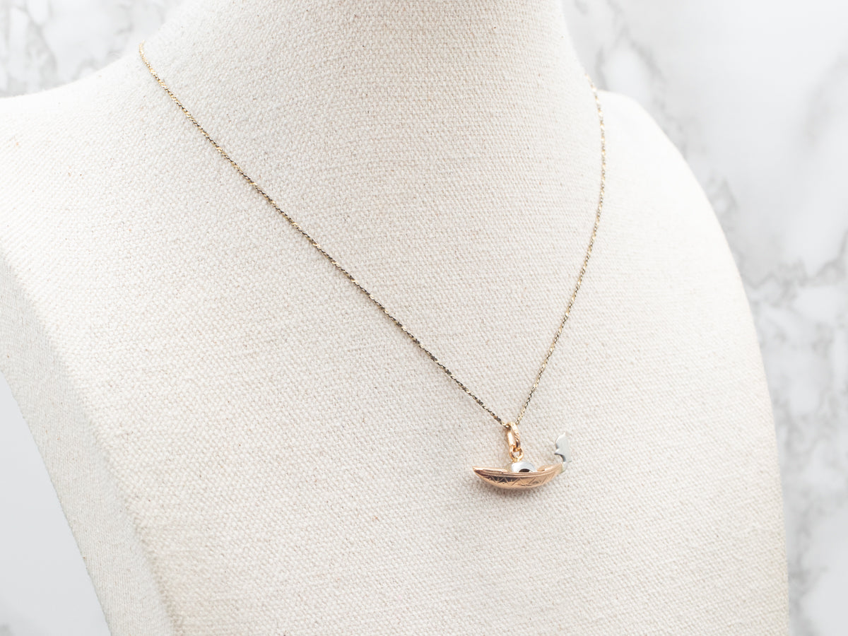 Two Tone 18-Karat Gold Gondola Charm Pendant