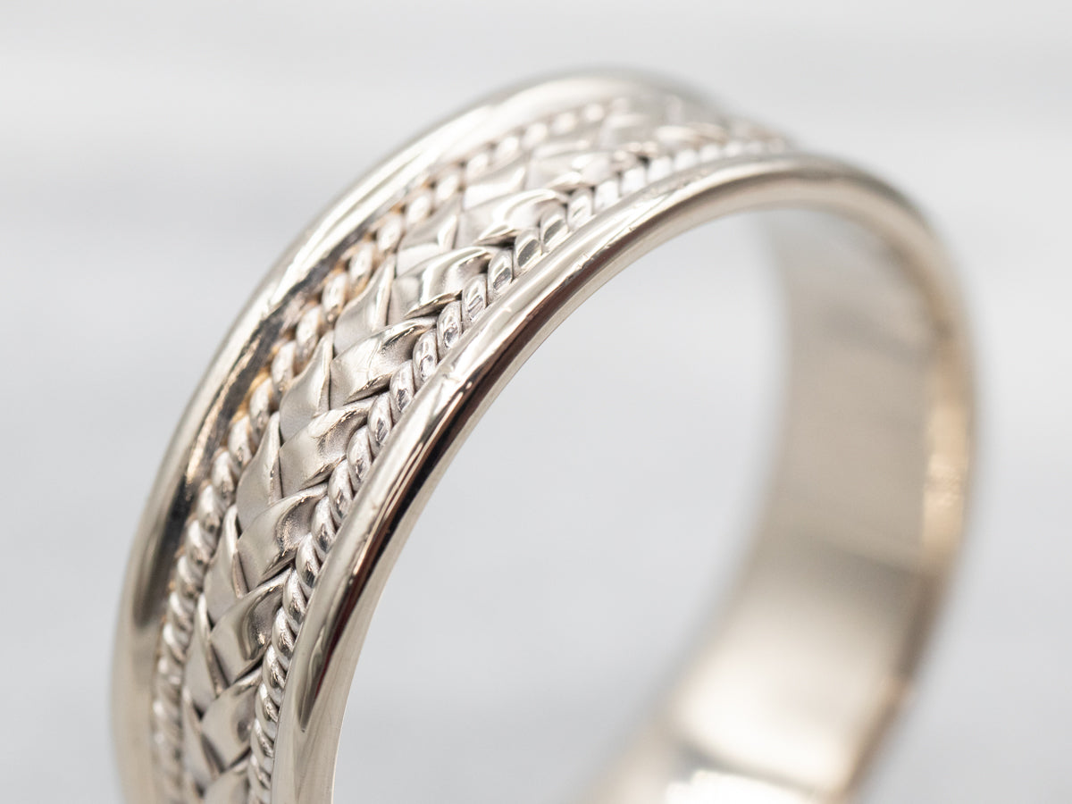 Men's White Gold Fredrick Goldman Woven Band