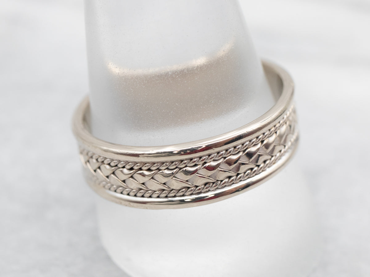 Men's White Gold Fredrick Goldman Woven Band