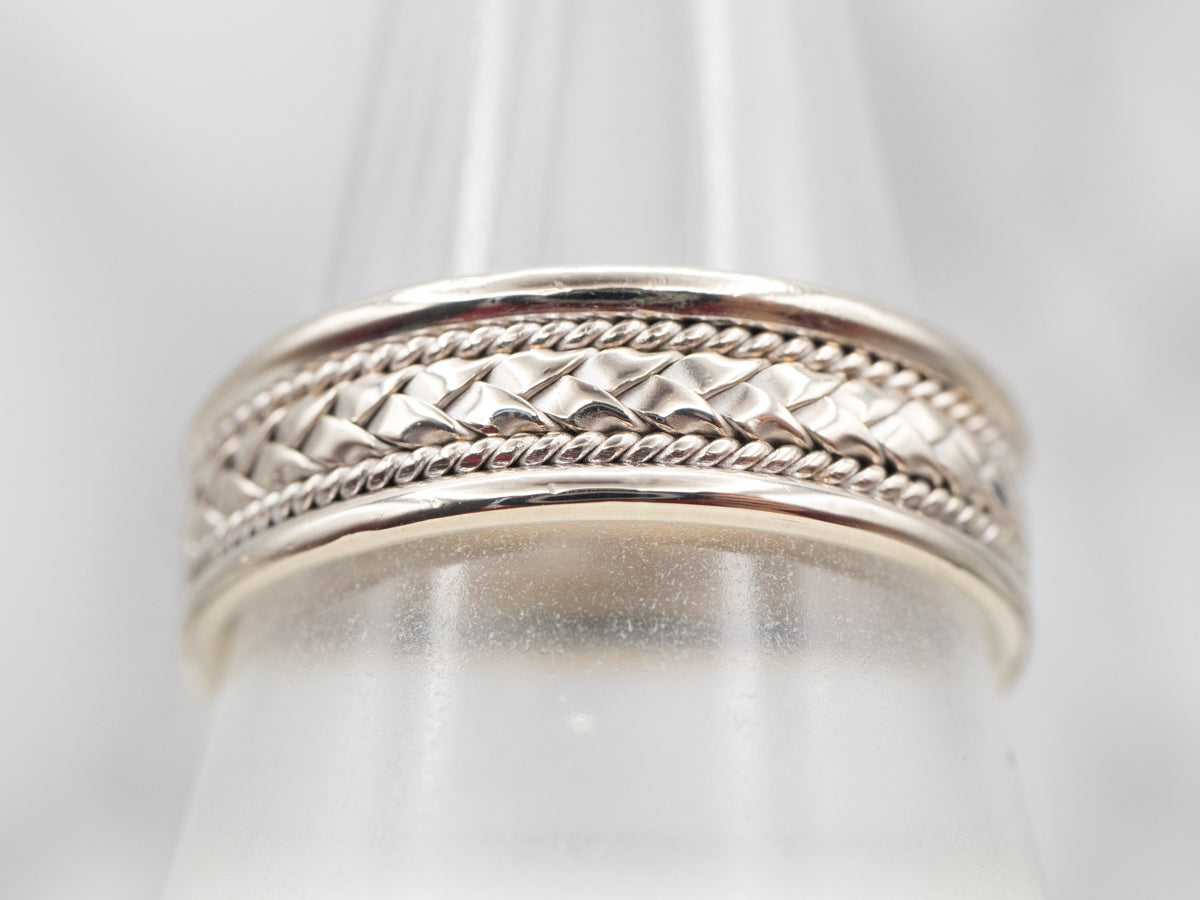 Men's White Gold Fredrick Goldman Woven Band