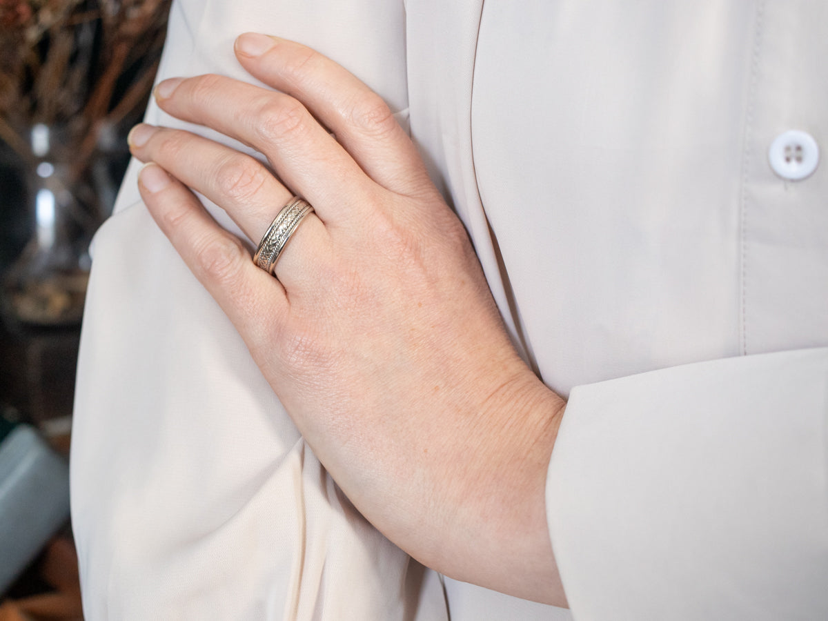 Men's White Gold Fredrick Goldman Woven Band