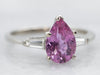 White Gold Pear Cut Pink Sapphire Ring with Diamond Accents