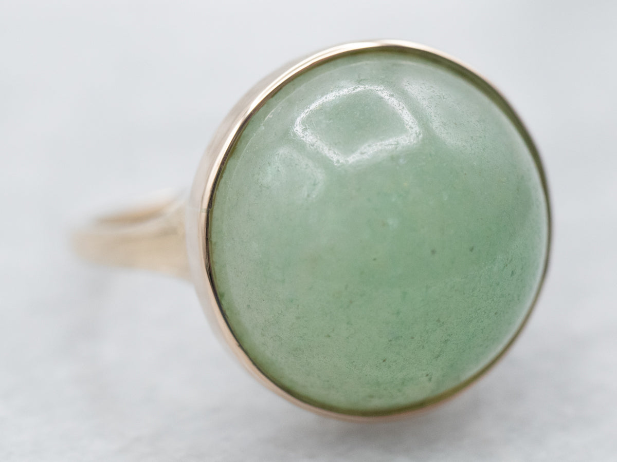 Yellow Gold Bezel Set Jade Solitaire Ring