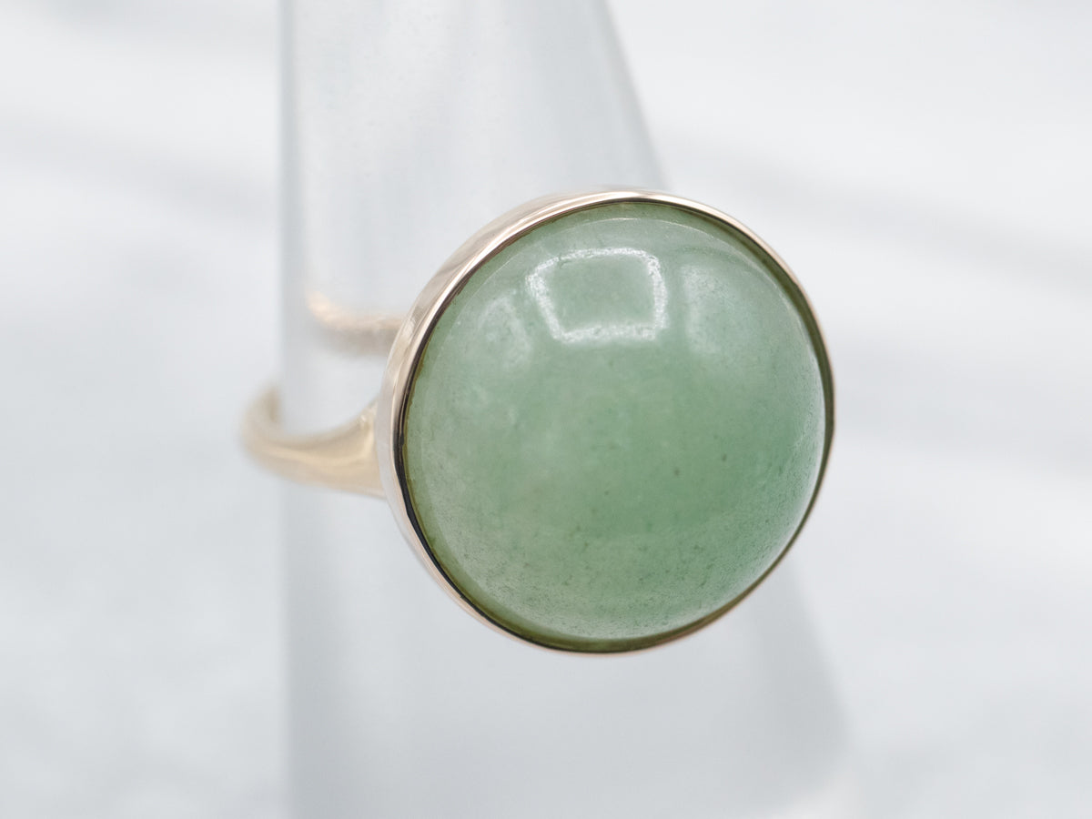 Yellow Gold Bezel Set Jade Solitaire Ring