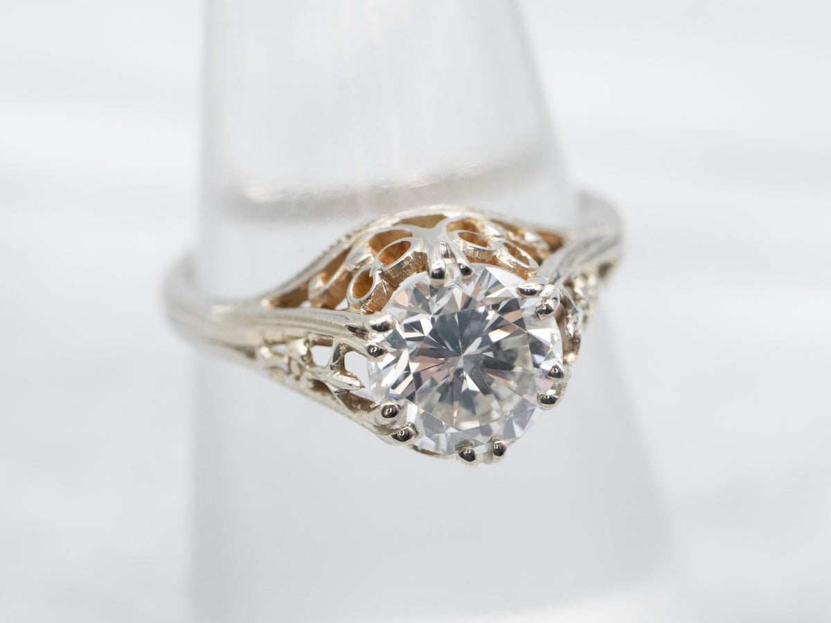 White Gold Art Deco Diamond Solitaire Engagement Ring