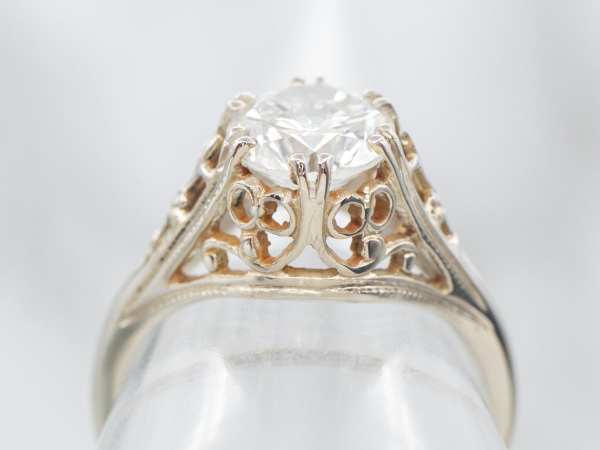 White Gold Art Deco Diamond Solitaire Engagement Ring