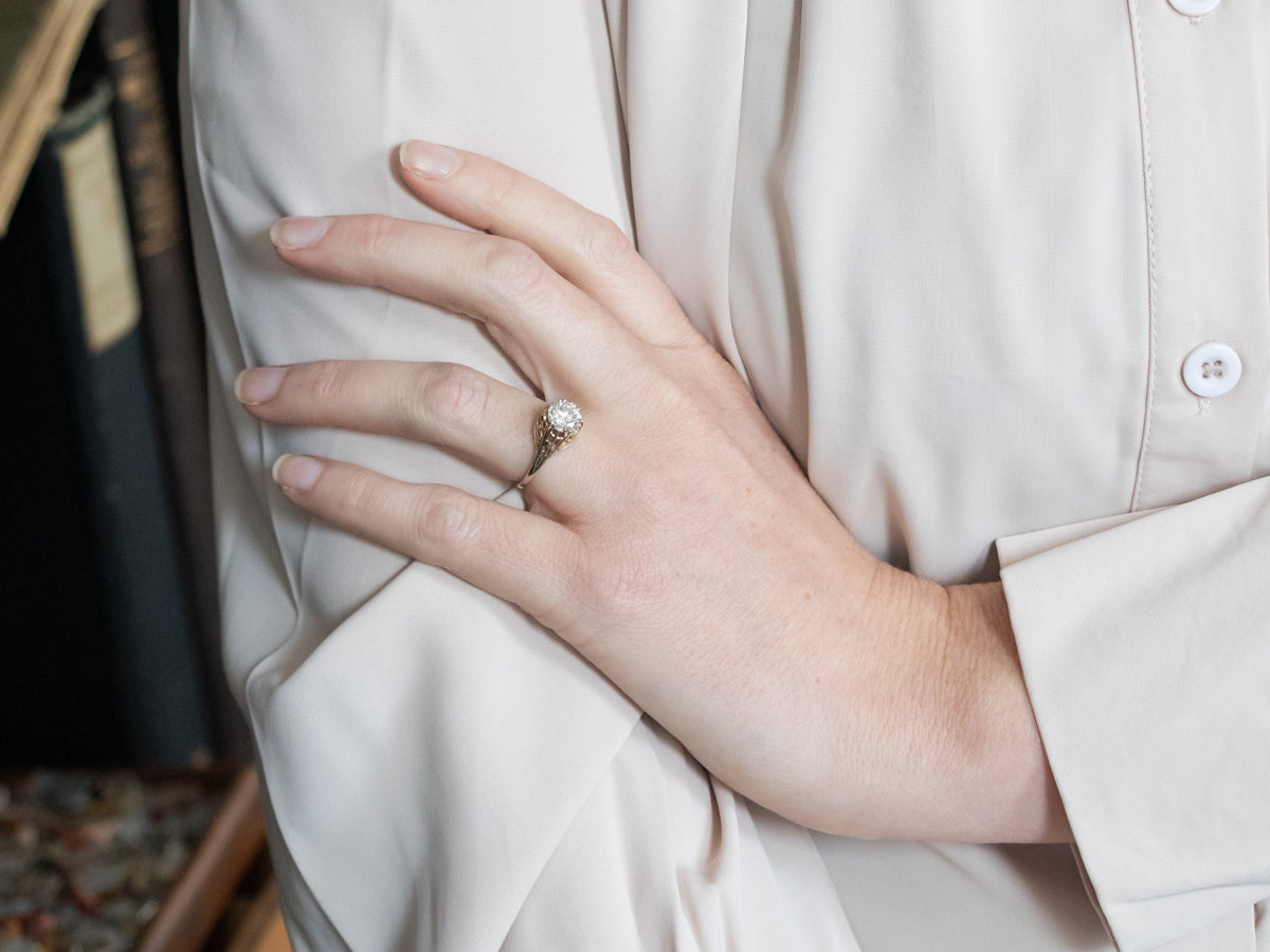 White Gold Art Deco Diamond Solitaire Engagement Ring