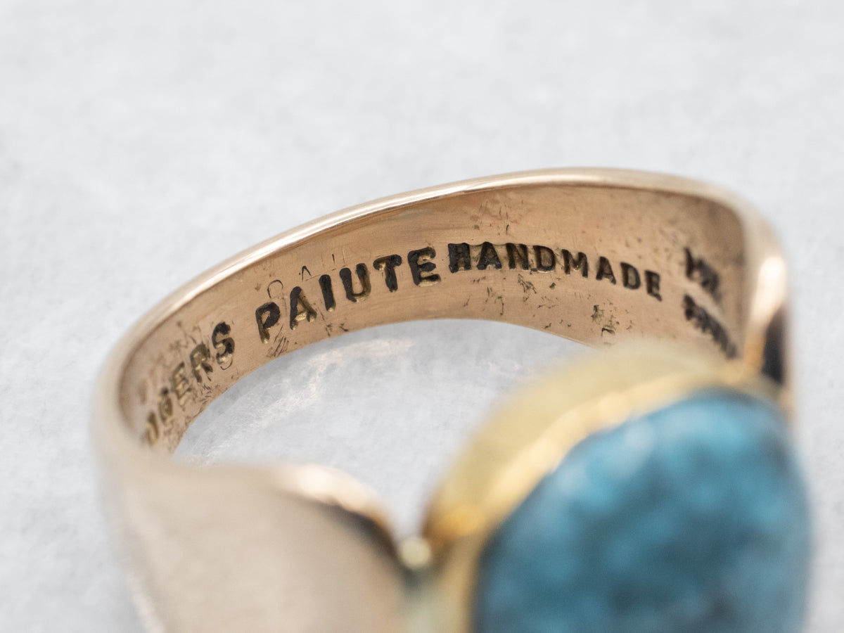 Yellow Gold Bezel Set Turquoise Solitaire Ring