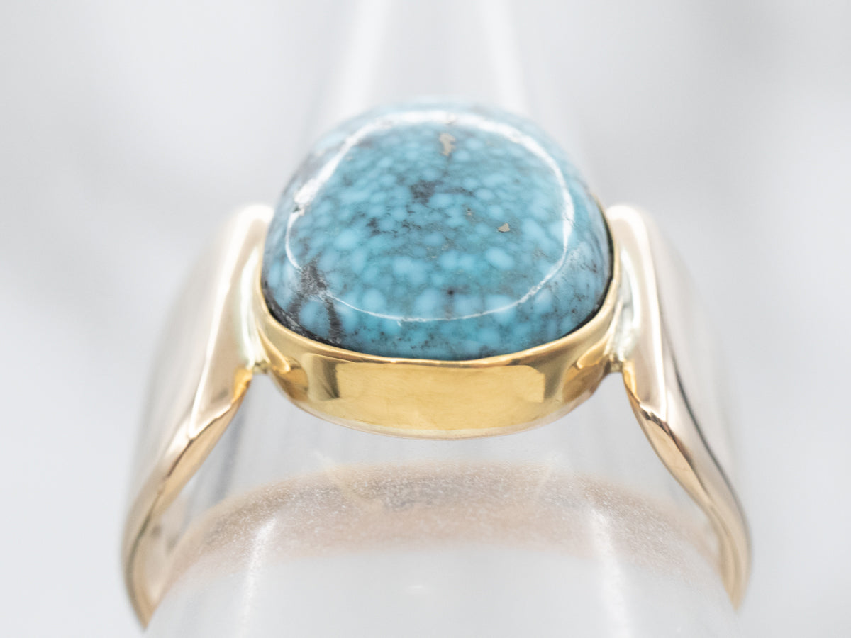 Yellow Gold Bezel Set Turquoise Solitaire Ring
