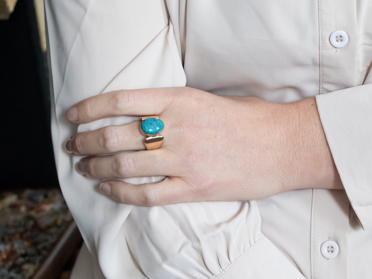 Yellow Gold Bezel Set Turquoise Solitaire Ring