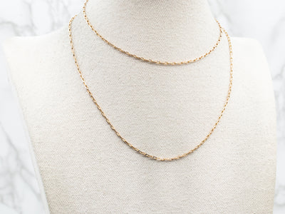 Long Vintage Gold Oval Link Chain