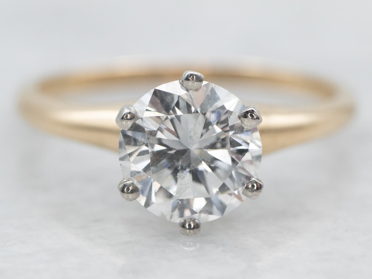 Mixed Metal Diamond Solitaire Engagement Ring