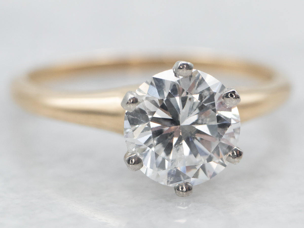 Mixed Metal Diamond Solitaire Engagement Ring